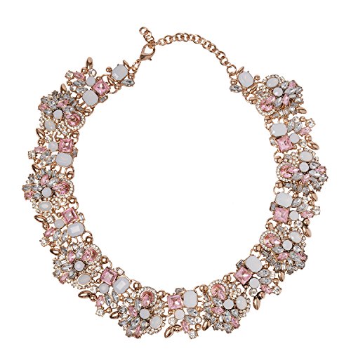 Holylove Light Pink Crystal Statement Necklace Women Jewelry with Gift Box