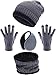 Tatuo 4 Pcs Winter Hat and Gloves Set for Men and Women and Kids Ski Warm Fleece Knit Beanie Hat Warmer Scarf Earmuff(Grey)