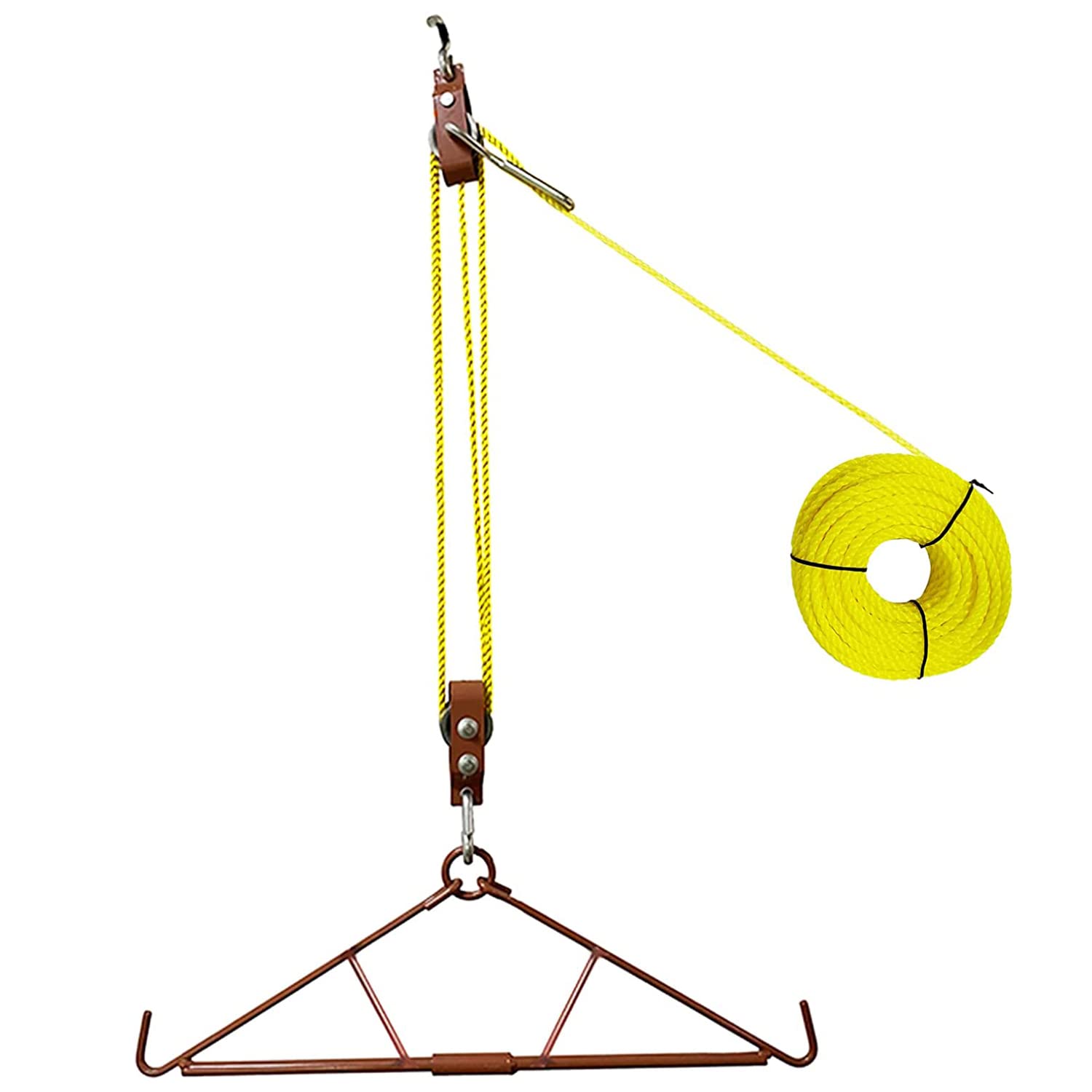 ATFLBOX 600LB Game Hoist Gambrel System and Dual Pulley Hoist Lift System, High Capacity Hunting Access