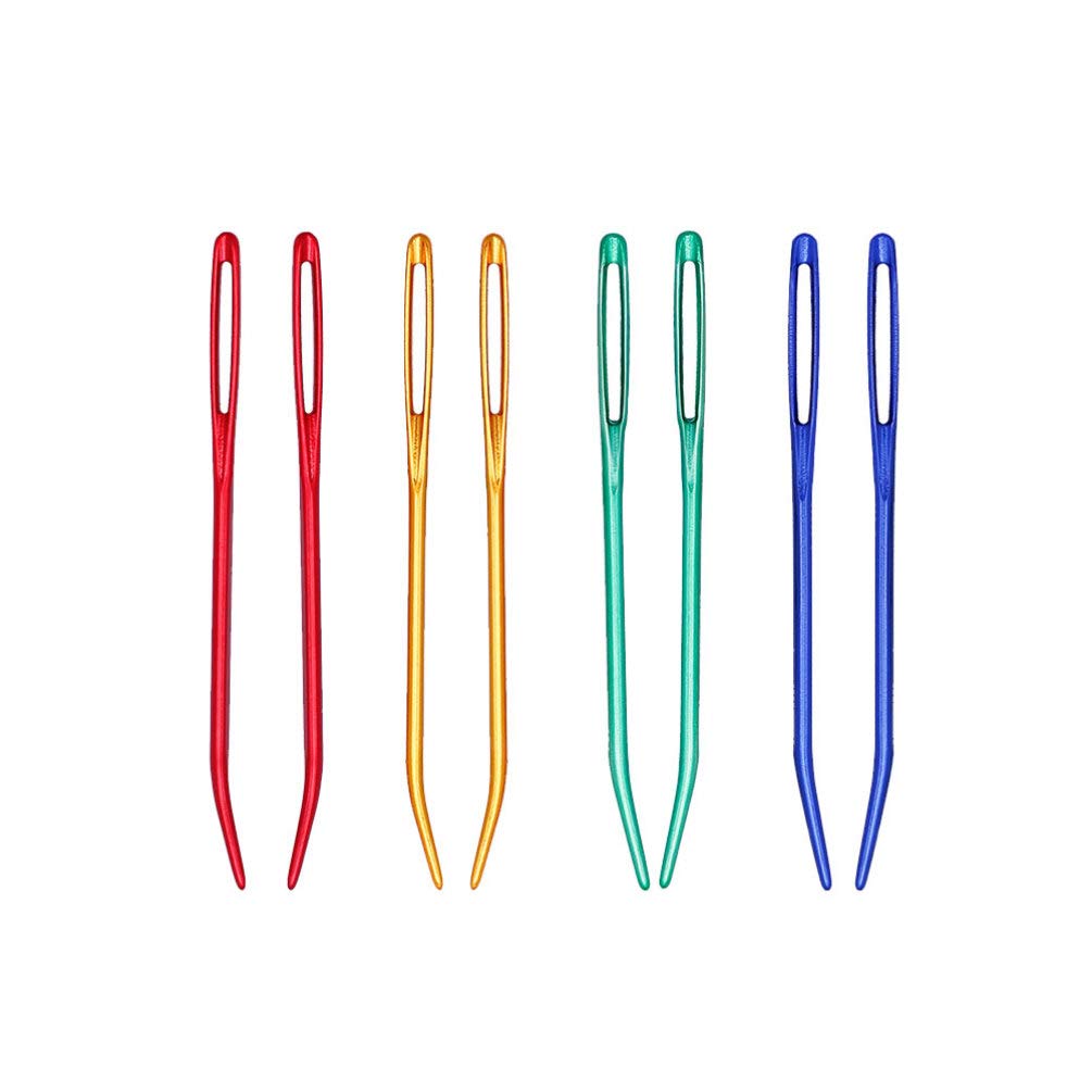 Healifty 8pcs Large Eyes Tapestry Needles Bent Tip Sewing Needles Weave Knitting Needles Wool Yarn Needle for Knitting Crochet (Random Color)