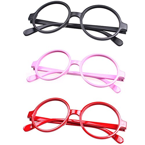 Set of 3 FancyG® Retro Geek Nerd Style Round Shape Glass Frame NO LENSES SET102