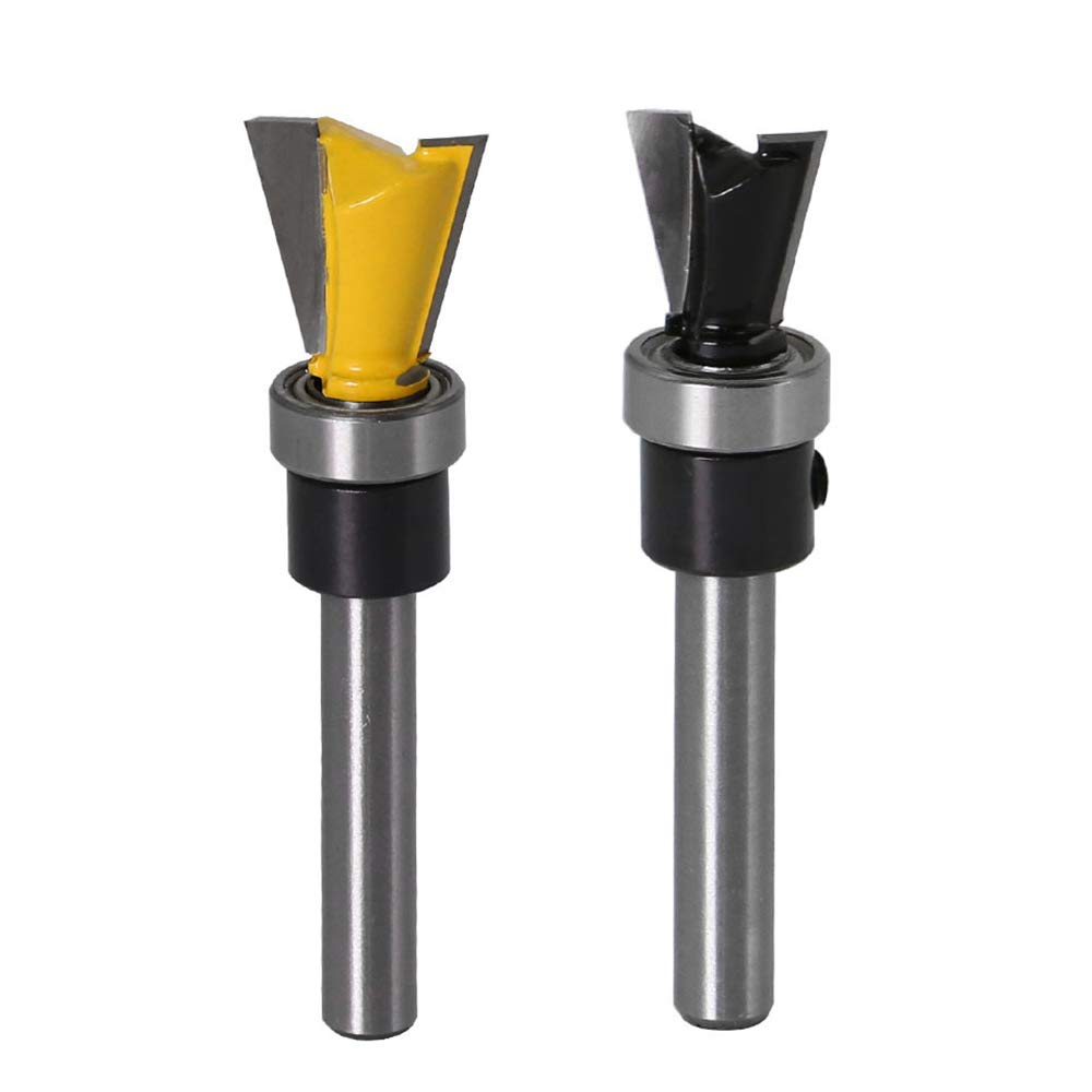 Gasea 2pcs 1/4-Inch Shank Dovetail Joint Bearing Router Bit Set for Woodworking Cutter 1/4 * 5/8, 1/4*1/2