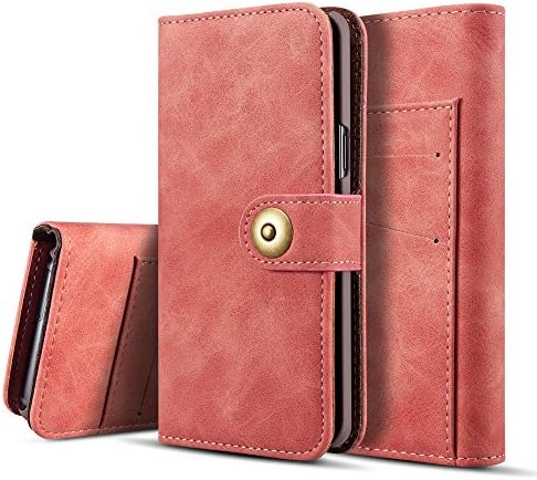 Galaxy S9 Plus Case, Vintage 2 in 1 [Magnetic Detachable] Flip Folio Wallet PU Leather Cases Removable Retro [4 Card Slots] Protective Bag Cover with Card Holder for Samsung Galaxy S9 Plus - Red