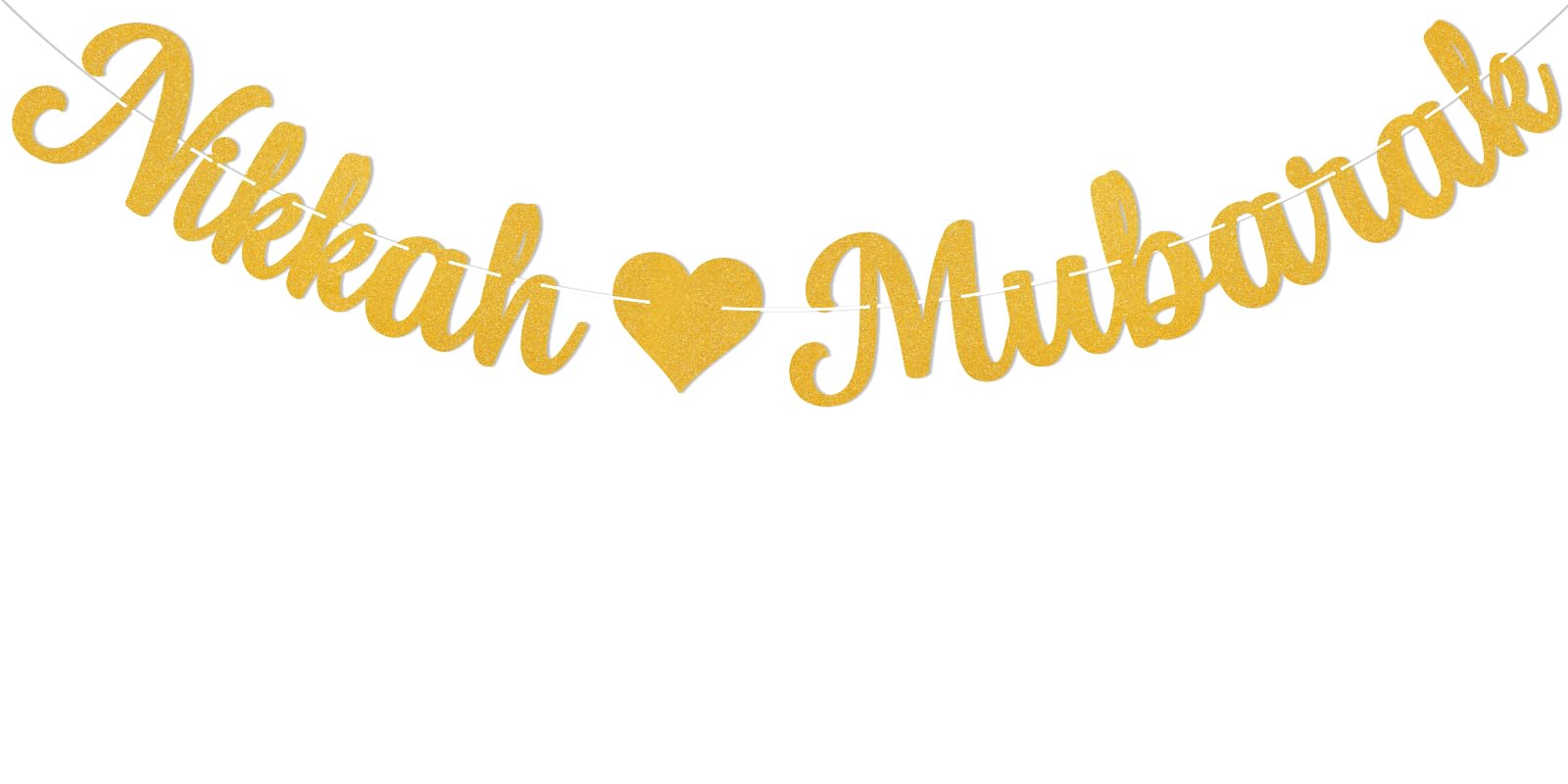 Photo 1 of Nikkah Mubarak Banner - Eid Mubarak Decorations, Urdu Nikkah Decor, Glittery Desi Wedding/Engagement/Dulhan/Shaadi Party Decorations Gold Glitter