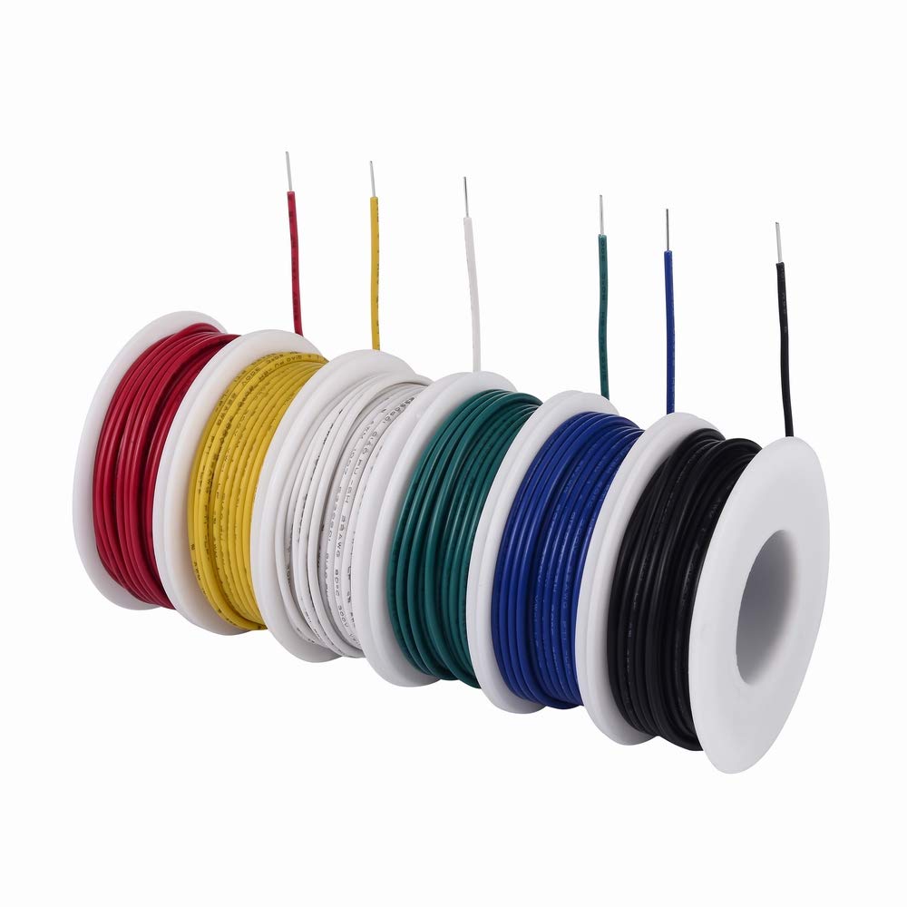 TUOFENG 24 awg Solid Wire-Solid Wires Kit-6 Different Colored 9 Meter spools 24 Gauge Jumper Wire -Hook up Wires Kit