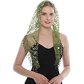 LMVERNA Triangle Lace Mantilla Veil Tulle Scarf Covering Church Veil for Mass Wedding Bridesmaids