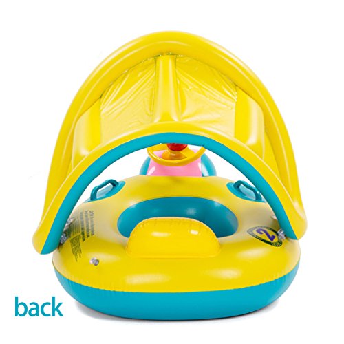 image for EncoyKid Baby Swimming Ring, Inflatable Baby Float Sunshade Swimming B