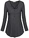 Messic Women's Casual 3/4 Sleeve Shirts Loose Fit V Neck Button Up Tunic Tops (39#Carbon Black, XX-Large)
