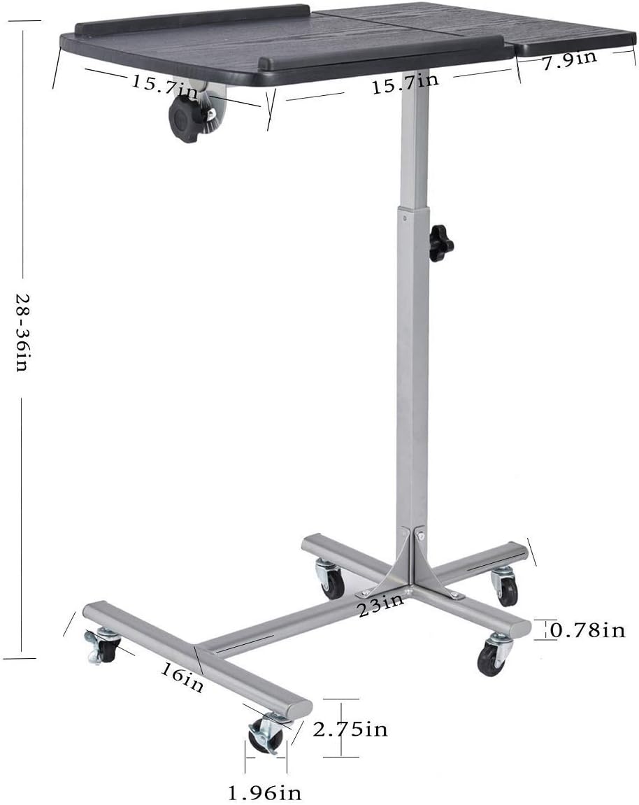 Natwind Lifting Laptop Desk Adjustable Angle & Height Portable Rolling Table Desk with Lockable Universal Wheels Laptop Notebook Stand Tiltable Tabletop Cart Removable Home Office Desk Black : Office Products