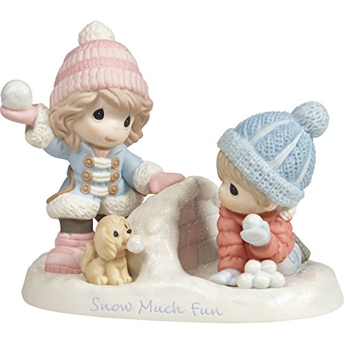 Precious Moments" Much Fun Boy and Girl Playing in The Snow Figurine, Multicolor