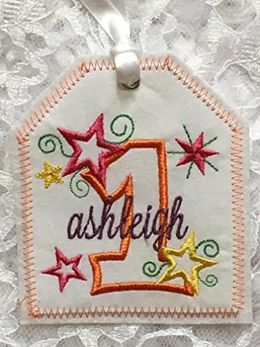 Personalized Embroidered Gift Tag, My First Birthday Embroidered Tag, Birthday Embroidered Gift Tag, FabricReusable Embroidered Gift Tag