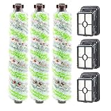 2306A,1785A Replacements 3 Pack Multi Surface Pet Brush Roll 2306A and 3 Pack 1866 Vacuum Filter Compatible with Bissell CrossWave 1785 2306 2551 Wet Dry Vacuum Cleaner
