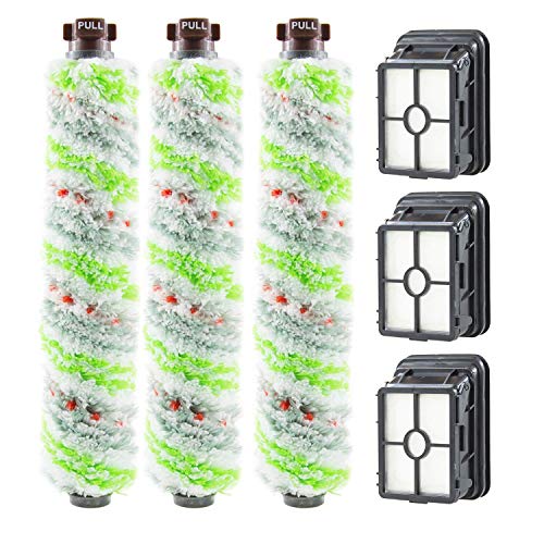 2306A,1785A Replacements 3 Pack Multi Surface Pet Brush Roll 2306A and 3 Pack 1866 Vacuum Filter Compatible with Bissell CrossWave 1785 2306 2551 Wet Dry Vacuum Cleaner
