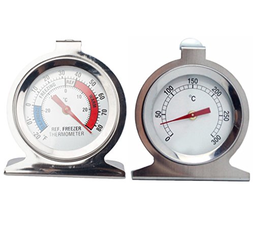 Refrigerator/Freezer Thermometers with an Oven Thermometer, Hook and Panel Base Large Dial Thermometer