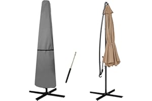 MEANCHEN Patio Umbrella Cover-420D Waterproof with Rod and Zipper - Fit Market Umbrella 7ft-9ft,Grey