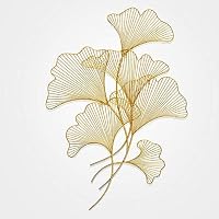 Yaohai New Chinese Wrought Iron Ginkgo Leaf Wall Hanging Crafts Home Sofa Background Wall Mural Decoration Porch Hotel 3D Wall Sticker