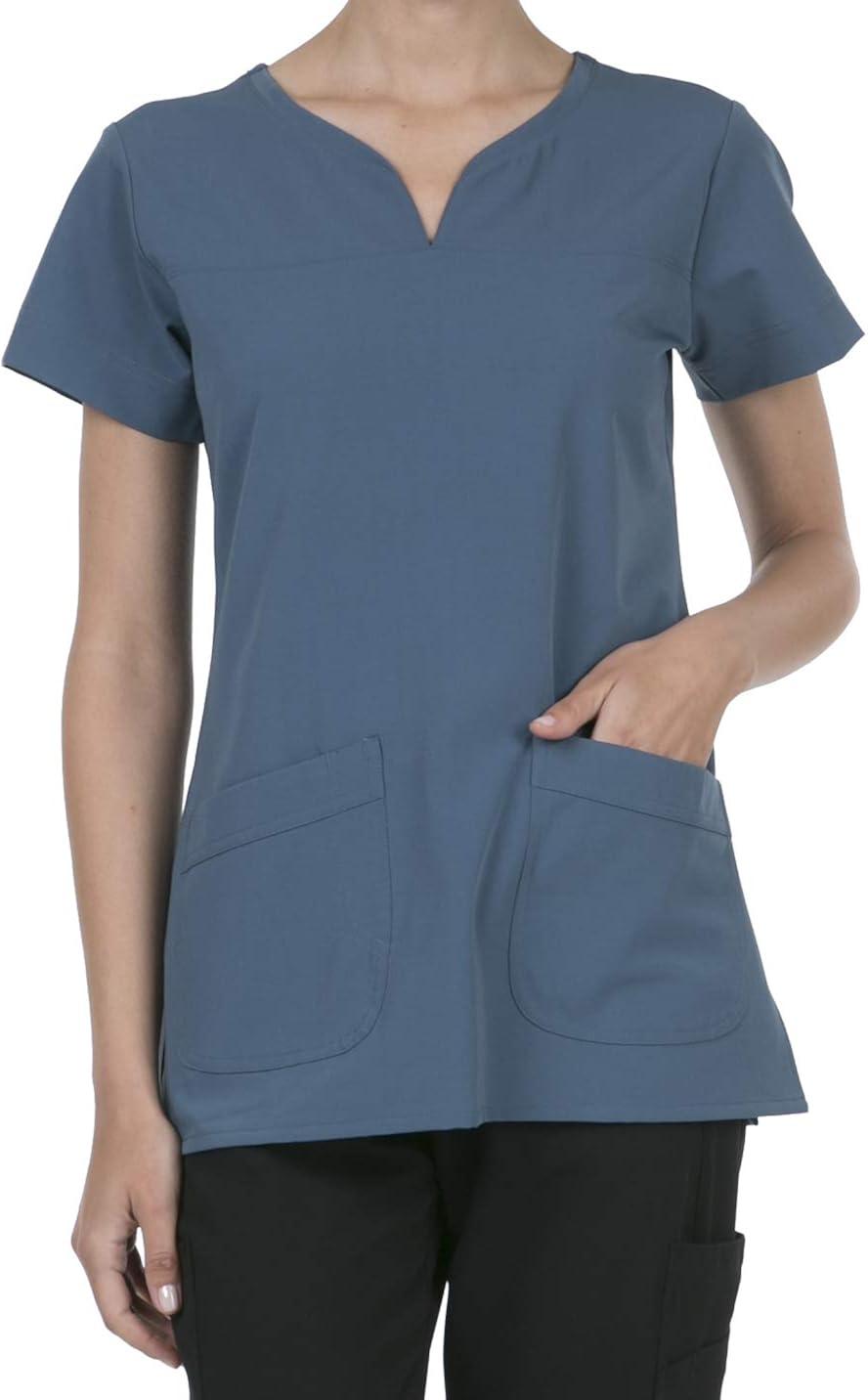SHOP TIRZAH Women's Uniform Scrubs Medical 2 Pocket Scrub Top, Dk.denim, XXLarge