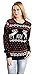 CHRISTMAS Sweater / Cardigan, with Various Lovely Patterns of Reindeer / Snowman / Snowflakes / Tree (L, Deer&Snowflake-Black)
