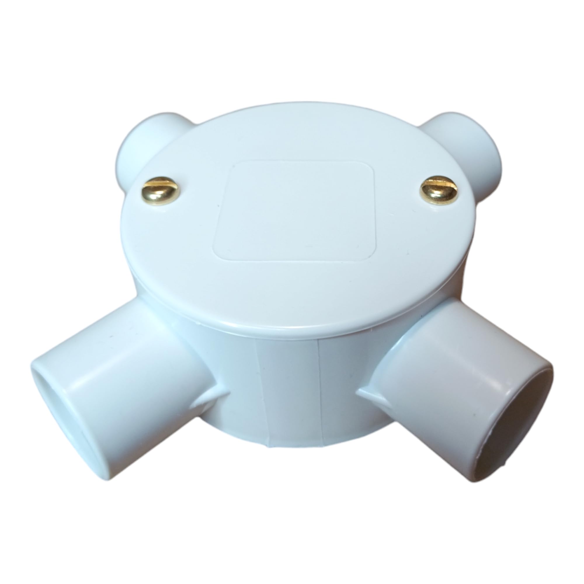 White 20mm PVC Conduit Box 4 Way Terminal Box with Lid and Screws - Pack of 1