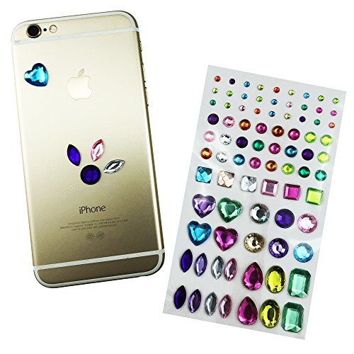 Yexpress 486pcs Sheets Self-adhesive Rhinestone Sticker, Multicolor Bling Craft Jewels Crystal Gem Stickers, Assorted Size and Shapes, 6 Sheets