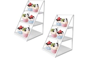 CBBZJY Trapezoid Metal Cake Rack Dessert Candy Fruit Display Rack Cupcake Service Tower Wedding Birthday Party Celebration Family Decoration Cake Snack Plate Afternoon Tea (white)