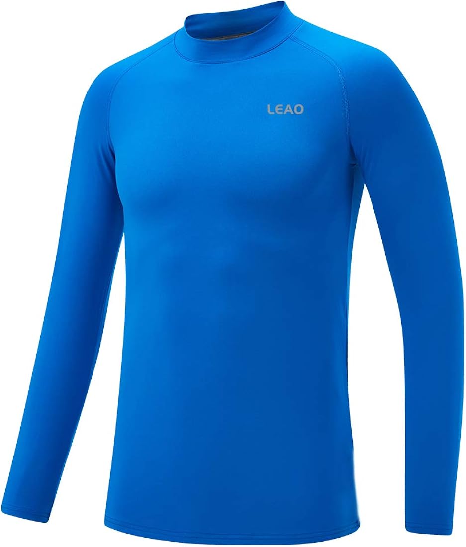 LEAO Youth Boys' Compression Thermal Shirt Long Sleeve Fleece Baselayers Sports Undershirts Mock Top: Clothing