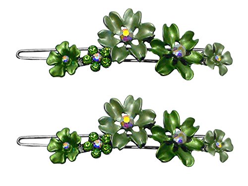 Bella Set of 2 Hair Barrettes Hair Clips With Snap-on Clip for Thin Hair 2 Count YY86400-11-2green