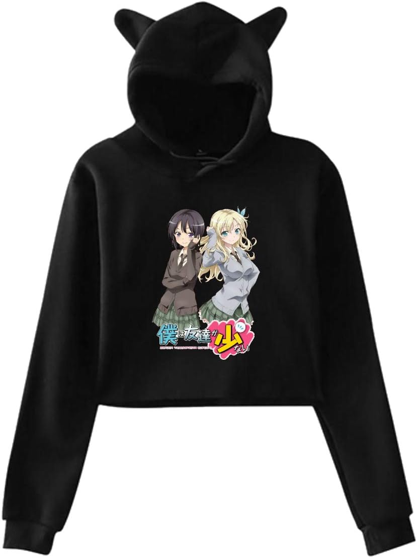WEIYE Haikyuu Team Types Fancy Aoba Johsai Women's Long Sleeve Cat Crop Top Hoodie Cat Ear Pullover Hooded Sweatshirt