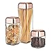 Metrix Square Storage Jars with Metallic Finished Lids, Set of 3, Clear