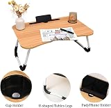 Vivo Technologies Foldable Laptop Table Walnut with Cup Holder Bed Tray Desk view 3
