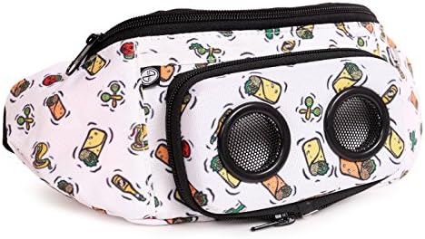 JammyPack Team Bluetooth Speakers Fanny Pack, Burrito Print on White, One Size