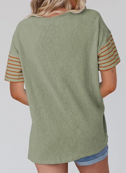 SHEWIN WOMENS T SHIRTS 2025 CASUAL SUMMER SHORT SLEEVE SHIRTS LOOSE CREWNECK TEE SIDE SPLIT CUTE TOPS OVERSIZED TSHIRTS FOR WOMEN LIGHT GREEN ORANGE XL