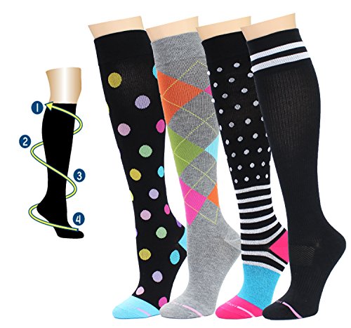 4 Pairs Dr. Motion Therapeutic Graduated Compression Women's Knee-hi Socks (WCOMP-SL30)