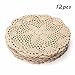 king do way 12Pcs Hand Crocheted Doilies,Beige 8'' Round Floral Crochet Lace Flower Doily French Country Placemat crocheted doilies