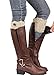 AnVei-Nao Womens Stretch Knitted Button Boot Leg Cuffs Leg Warmers Topper Socks Khaki