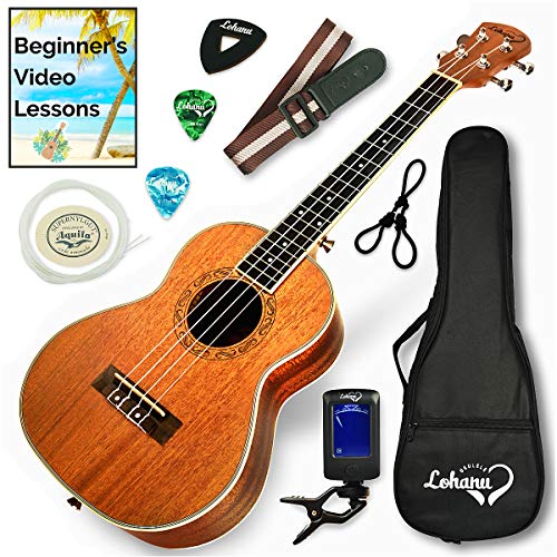 Ukulele Bundle Best Deal Concert Soprano Tenor From Lohanu Two Strap Pins Installed All Accessories Included For FREE Bonus Video Lessons