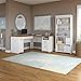 Bush Furniture Fairview L Shaped Desk and 5 Shelf Bookcase in Antique White