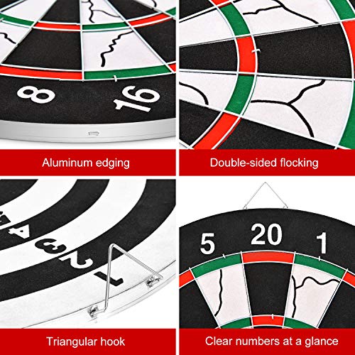 BATTOP Double-Sided Dart Board for Kids w/ 6 Steel Tip Darts,Excellent Indoor Outdoor Darts Game and Party Games for Teenage Boys Toy Gift & Adults Family Time Leisure Sport