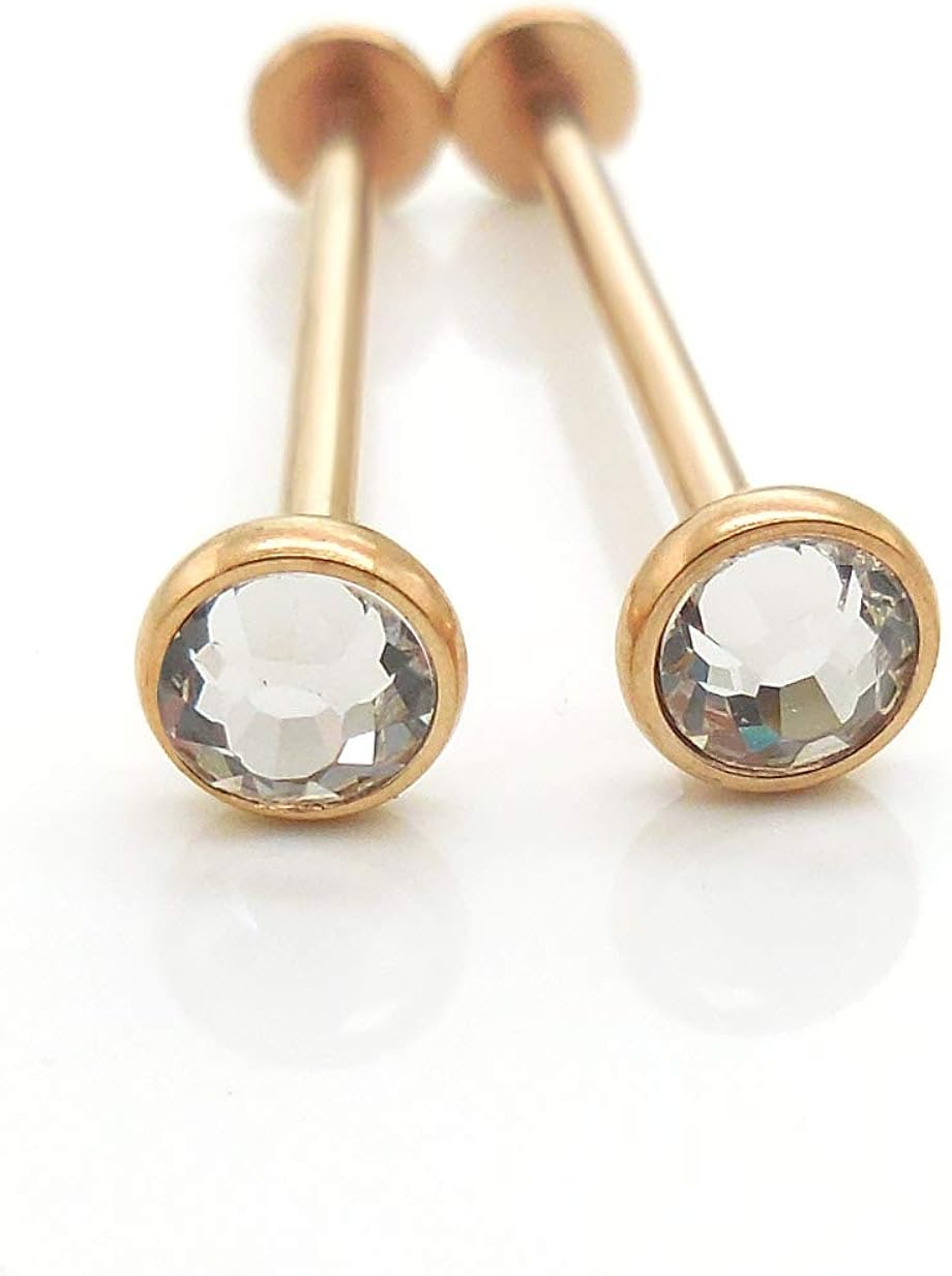 Emmajewels 14,16,19mm Cheek Piercing Dimple Rings Clear