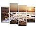 Wieco Art Giclee Canvas Prints Wall Art Landscape Sea Beach Pictures Paintings for Living Room Home Decorations Rocky Shoreline Large Modern 4 Panels Stretched and Framed Seascape Ocean Artwork L