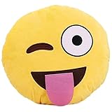 1 X Ciamlir Soft Emoji Smiley Emoticon Yellow Round Cushion Pillow Stuffed Plush Toy Doll (1)