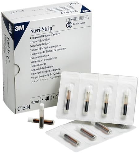 3M C1544 STERI-STRIP Compound Benzoin Tincture 2/3cc Vial, (Box of 40) by 3M