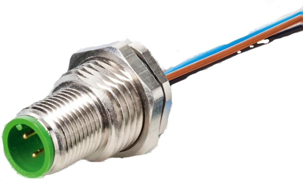 M12 flange socket A-cod. Front wall including nut