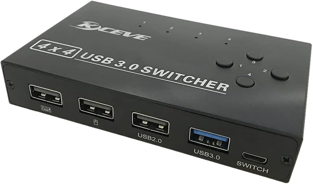Lodokdre 4-Port USB 3.0 KVM Switch with Controller Keyboard Mouse Printer