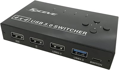 Lodokdre 4-Port USB 3.0 KVM Switch with Controller Keyboard Mouse Printer