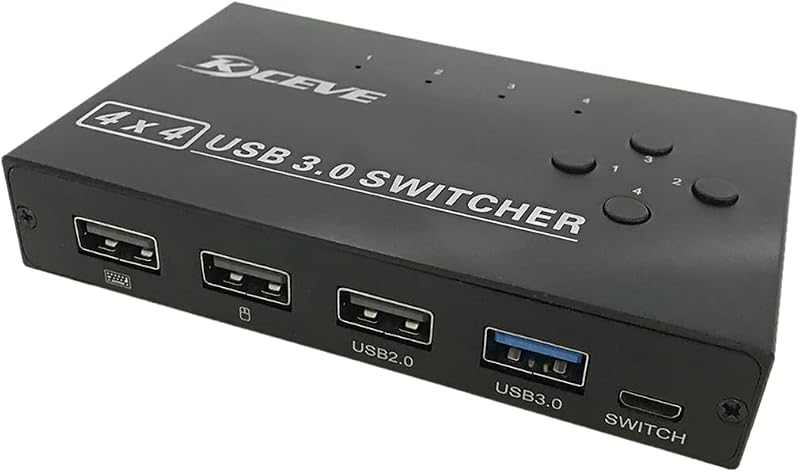 Lodokdre 4-Port USB 3.0 KVM Switch with Controller Keyboard Mouse Printer