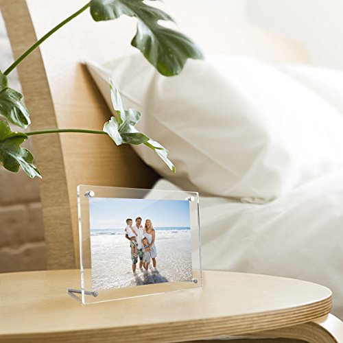 NIUBEE 4x6 Clear Acrylic Desktop Picture Frame, Beveled Frameless