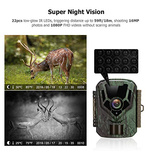 LETSCOM Trail Game Camera 0.4S Trigger Speed, 16MP 1080P Scouting Hunting Cams with Night Vision for Outdoor Wildlife Monitoring and Home Surveillance