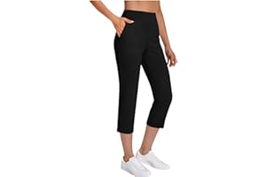Capri Yoga Pants for Women with Pockets, Womens Golf Capris High Waisted Dressy Work Pant Casual Summer Crop Pants