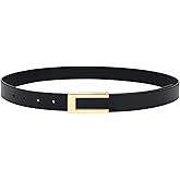 YooAi Womens Leather Belt Skinny Waist Belt for Dresses Jeans Pants with Gold Buckle
